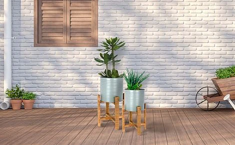 Idooka Metal Barrel Plant Pot Pair With Wooden Stands 9 Idooka Metal Barrel Plant Pot Pair With Wooden Stands - Image 7