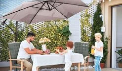 Idooka 300cm Grey Cantilever Garden Parasol - Patio Umbrella & Sun Shade -PlantHub Shop Family1