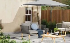 Idooka 300cm Grey Cantilever Garden Parasol - Patio Umbrella & Sun Shade -PlantHub Shop Fenced20Patio1