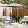 Idooka 300cm Grey Cantilever Garden Parasol - Patio Umbrella & Sun Shade -PlantHub Shop Fenced20PatioSq1