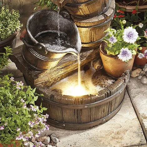Cascading Barrel Water Feature And Planter 4 Cascading Barrel Water Feature And Planter - Image 2