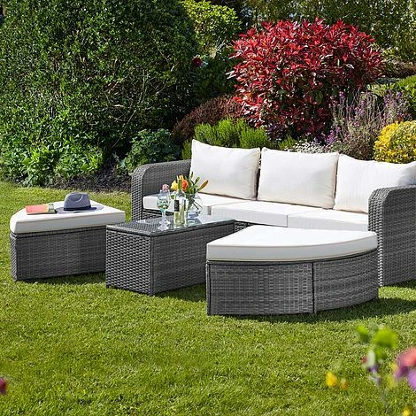 Firenze Five-Section Rattan Daybed - Dark Grey 5 Firenze Five-Section Rattan Daybed - Dark Grey - Image 3