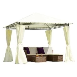 Garden Life 3x3m Metal Gazebo With Cream Roof And Curtains -PlantHub Shop G2762 5