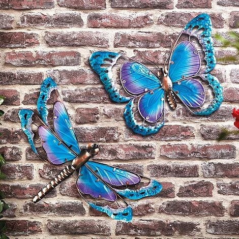 Garden Gear Metal And Glass Butterfly Wall Art - Blue 4 Garden Gear Metal And Glass Butterfly Wall Art - Blue - Image 2