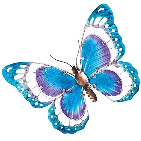 Garden Gear Metal And Glass Butterfly Wall Art - Blue 5 Garden Gear Metal And Glass Butterfly Wall Art - Blue - Image 3