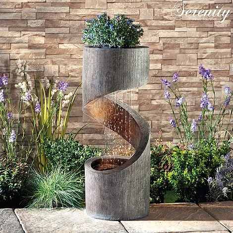Serenity Spiral Rainfall Water Feature With Planter 4 Serenity Spiral Rainfall Water Feature With Planter - Image 2