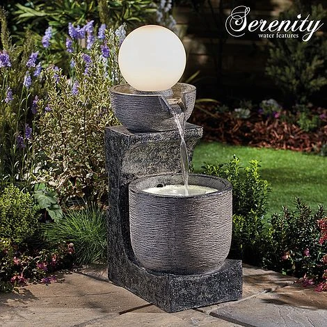 Serenity Bowl Water Feature With Globe Light