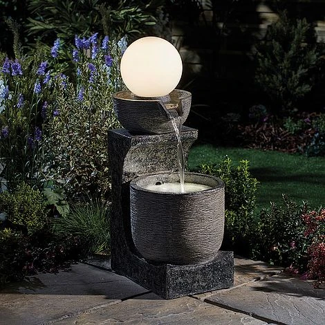 Serenity Bowl Water Feature With Globe Light 3 Serenity Bowl Water Feature With Globe Light - Image 2