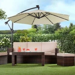 Solar LED Cantilever Parasol -PlantHub Shop G3975 1