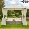 Garden Gear 3x3m Metal Gazebo With Cream Roof And Curtains -PlantHub Shop G4161 1