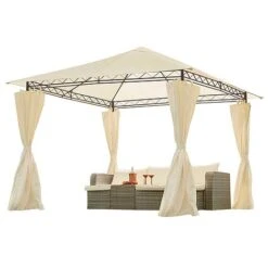 Garden Gear 3x3m Metal Gazebo With Cream Roof And Curtains 19 Garden Gear 3x3m Metal Gazebo With Cream Roof And Curtains -PlantHub Shop G4161 8