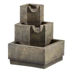 Three-Tier Squared Bowl Cascading Water Feature 9 Three-Tier Squared Bowl Cascading Water Feature -PlantHub Shop G4638