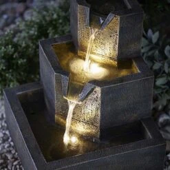 Three-Tier Squared Bowl Cascading Water Feature 11 Three-Tier Squared Bowl Cascading Water Feature -PlantHub Shop G4638205