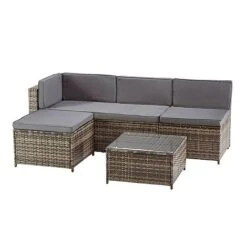 Garden Gear Milan Rattan Lounge Sofa Set - Dark Grey -PlantHub Shop G4678 MIilan L Shape Rattan Grey CO 1