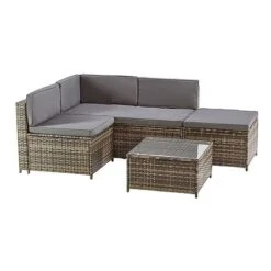 Garden Gear Milan Rattan Lounge Sofa Set - Dark Grey -PlantHub Shop G4678 MIilan L Shape Rattan Grey CO 2