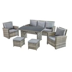 Garden Gear St Lucia 7 Seat Rattan Dining Set - Tonal Grey -PlantHub Shop G4777 7 Seat Rattan Dining Set CO 1 SQUARE