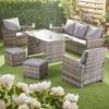 Garden Gear St Lucia 7 Seat Rattan Dining Set - Tonal Grey -PlantHub Shop G4777 7 Seat Rattan Dining Set LS 1 SQUARE