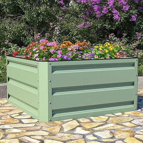 Metal Raised Garden Bed - Light Green 4 Metal Raised Garden Bed - Light Green - Image 2
