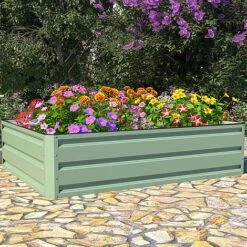 Metal Raised Garden Bed - Light Green 10 Metal Raised Garden Bed - Light Green -PlantHub Shop GB F 3