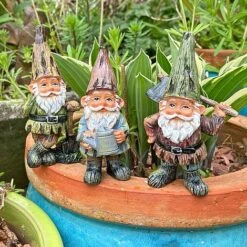 Set Of 3 Traditional Garden Gnome Ornaments -PlantHub Shop GB018S 2