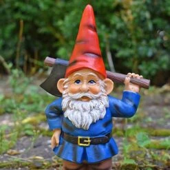 Garden Gnome With Axe Outdoor Garden Ornament -PlantHub Shop GB024S 6