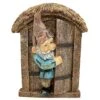 Wall Mountable Gnome In A Door Garden Ornament -PlantHub Shop GB026 BROWN