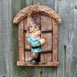 Wall Mountable Gnome In A Door Garden Ornament 11 Wall Mountable Gnome In A Door Garden Ornament -PlantHub Shop GB026 BROWN 4