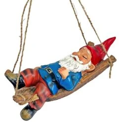 Sleeping Gnome In A Hammock Hanging Garden Ornament -PlantHub Shop GB031 1