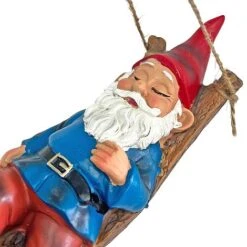 Sleeping Gnome In A Hammock Hanging Garden Ornament -PlantHub Shop GB031 8
