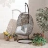 Brampton Luxury Rattan Wicker Outdoor Hanging Cocoon Egg Swing Chair Single -PlantHub Shop GF07377