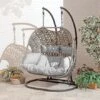 Brampton Luxury Rattan Wicker Outdoor Hanging Cocoon Egg Swing Chair Double -PlantHub Shop GF07378