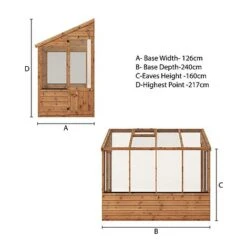 Waltons 8 X 4 Traditional Lean To Wooden Shiplap Tongue And Groove Greenhouse -PlantHub Shop GREENLEAN080420Greenhouse20Spec20Image 01