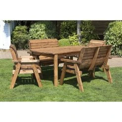 6 Seater Rectangular Table Set With Benches -PlantHub Shop HB14