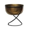 Indoor Kensington Brass Metal Round Planter On Stand H30Cm W28Cm -PlantHub Shop IKBMRPS30