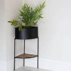 Indoor Kensington Metal Corner Planter Stand In Black H76Cm W30Cm -PlantHub Shop IKMCPSB76 2 copy