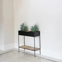 Indoor Kensington Metal Planter Stand In Black H76Cm W70Cm -PlantHub Shop IKMPSB76 2