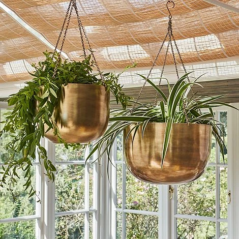 Indoor Mayfair Antique Brass Hanging Planter H16Cm D21Cm 4 Indoor Mayfair Antique Brass Hanging Planter H16Cm D21Cm - Image 2