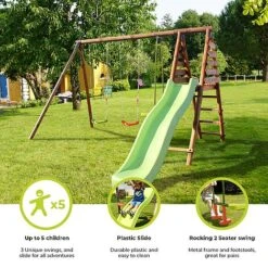 Soulet Violette Wooden Swing Set With Slide -PlantHub Shop Infographics20Images12