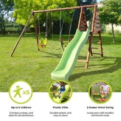 Soulet Colza Wooden Swing Set With Slide -PlantHub Shop Infographics20Images14