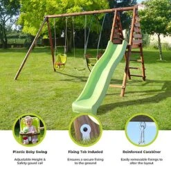 Soulet Colza Wooden Swing Set With Slide -PlantHub Shop Infographics20Images15