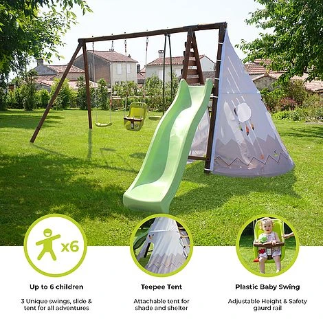 Soulet Camelia Wooden Swing Set With Slide 4 Soulet Camelia Wooden Swing Set With Slide - Image 2
