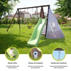 Soulet Camelia Wooden Swing Set With Slide 16 Soulet Camelia Wooden Swing Set With Slide -PlantHub Shop Infographics20Images18