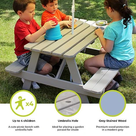 Soulet Childrens Garden Picnic Table Grey 4 Soulet Childrens Garden Picnic Table Grey - Image 2