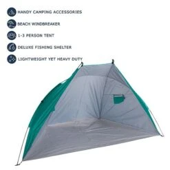 Idooka Outdoors Beach Tent Shelter With Inner Pockets Carrying Pouch UPF 50+ Blue/Green -PlantHub Shop Key20Features13