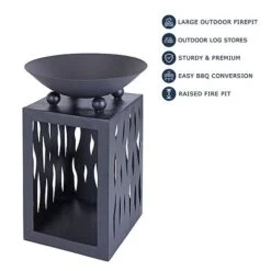 Idooka Brazier Firebowl Outdoors Heating Fire Pit With Built In Log Storage And Firewood Rack -PlantHub Shop Key20Features8
