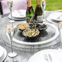 Maze Rattan LA Garden Dining Set Round With Ice Bucket 8 Seat -PlantHub Shop LA 6 Seat Round Dining Set grey flat weave 09SQ