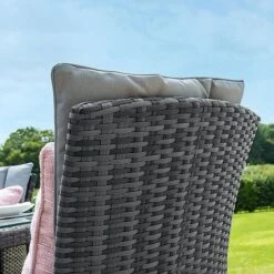 Maze Rattan LA Garden Dining Set Round With Ice Bucket 4 Seat -PlantHub Shop LA 6 Seat Round Dining Set grey flat weave 10l