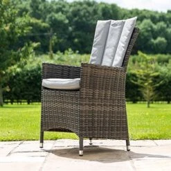 Maze Rattan LA Garden Dining Set Round With Ice Bucket 8 Seat -PlantHub Shop LA 6 Seat Round Dining Set grey flat weave 12Q