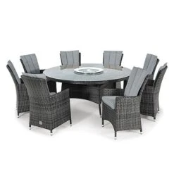 Maze Rattan LA Garden Dining Set Round With Ice Bucket 8 Seat -PlantHub Shop LA 8 Seat Round Ice Bucket grey flat two imageSQ