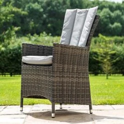 Maze Rattan LA Garden Dining Set Round With Ice Bucket 4 Seat -PlantHub Shop LA Grey Flat Weave Chairsq